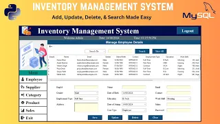 3 Inventory Management System with Python Tkinter MySQL Database Integration CRUD Operations