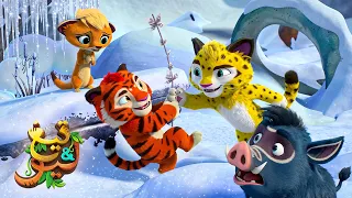 تيغ وليو 🐯🦁 ألعاب ممتعة في الثلج ❄️☃️ افلام كرتون كيدو