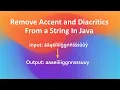 How To Remove Accent Diacritics From A String In Java