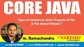 Java Tutorial Types of streams in Java Program of File File Output Stream By Mr Ramchander