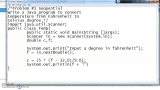 Basic Java Tutorial 2 Temperature Conversion
