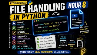 Hour 8 File Handling in Python open read write append with open Python Course