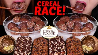 ASMR FERRERO ROCHER CEREAL RACE! Crunchy chocolate marshmallows, Reese's ice cream bars 먹방