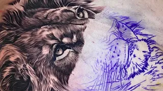 Black and Gray Lion TATTOO - Process