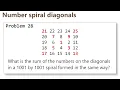 Project Euler Problem 28 analysis