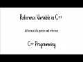 Reference Variable in C C Programming Difference between Pointer and Reference C Basics