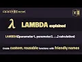 LAMBDA explained Create custom reusable functions with friendly names