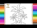 Palm Tree Coloring Page Relax Color Tropical Beach Drawing