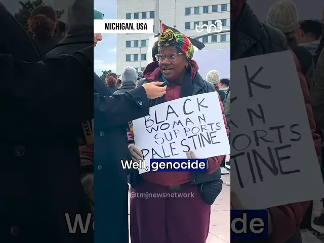 ⁣A Pro-Palestine protester likens struggle of the Palestinians to plight of the African Americans.