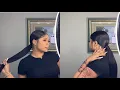 Sleek Low Invisible Ponytail Middle Part No glue or thread