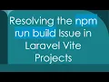 Resolving the npm run build Issue in Laravel Vite Projects