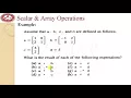Lecture 11 Scalar and Array Operations in MATLAB Hindi Urdu