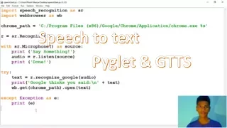 Speech to Text and Text to Speech GTTS Pyglet and Speech Recognition in Python