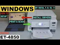 Epson Ecotank ET 4850 Setup Windows Laptop PC Install Driver Wireless Print Scan Test