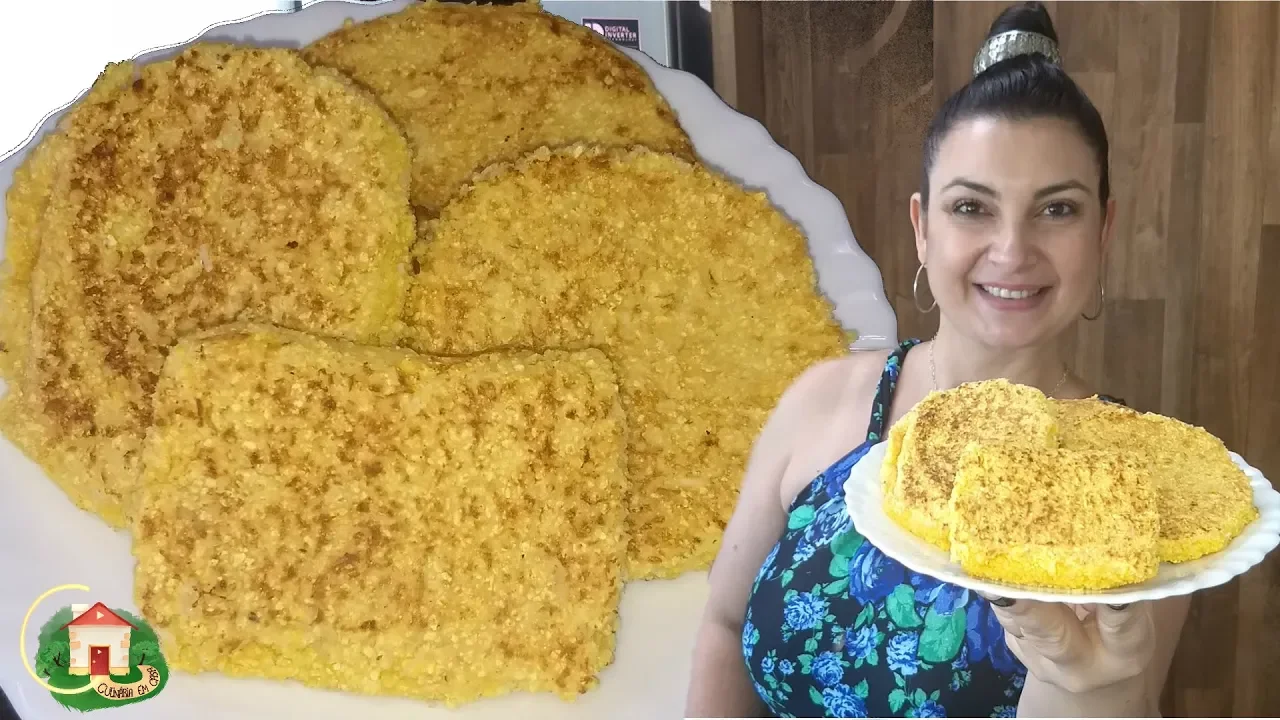 BOLACHINHA OU CREPIOCA DE FLOCÃO NA FRIGIDEIRAOU BOLO DE CACO CULINÁRIA EM CASA