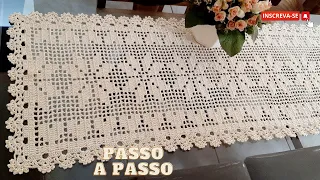 CAMINHO DE MESA SENSAÇÃO EM CROCHÊ FILÉ-TRILHO DE MESA-1/2-LINDO,FÁCIL DE FAZER #semprecirculo