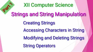 XII Computer Science Strings and String Manipulation Chapter 8 Part 1 Shyni pradeep