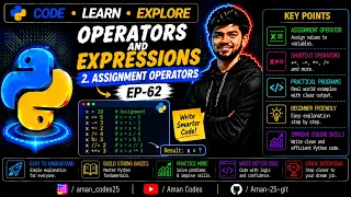 Operators and Expressions 2 Assignment Operators Ep-62