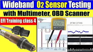 How to test 5 or 6 wire Wideband O2 sensor with multimeter OBD scan tool O2 sensor readings Hindi