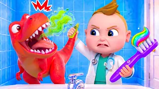 Brush Your Teeth Song | T-rex Has a Toothache | Healthy Habits |Super Sumo Nursery Rhymes & Kid Song