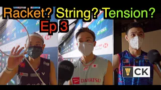 Badminton racket strings tensions of mens and women singles pro badminton players Momota Zii Jia