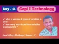 Day-11 What is a variable types of variables in java java full stack course By Mr Gopi