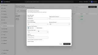 Discount Coupons percentage flat and free-shipping codes in LaunchMyStore