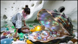 Something massive is hidden within the pebble beach made of crystal and agate.