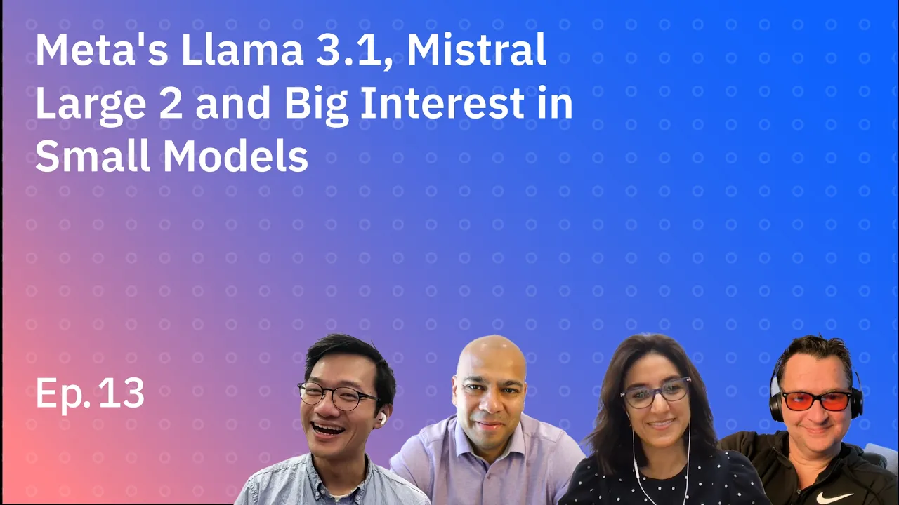 Poster for Meta's Llama 3.1, Mistral Large 2 and big interest in small models