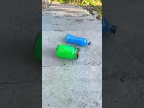 Crushing colofull bottles on stair!🌈🔥 #shorts #asmr