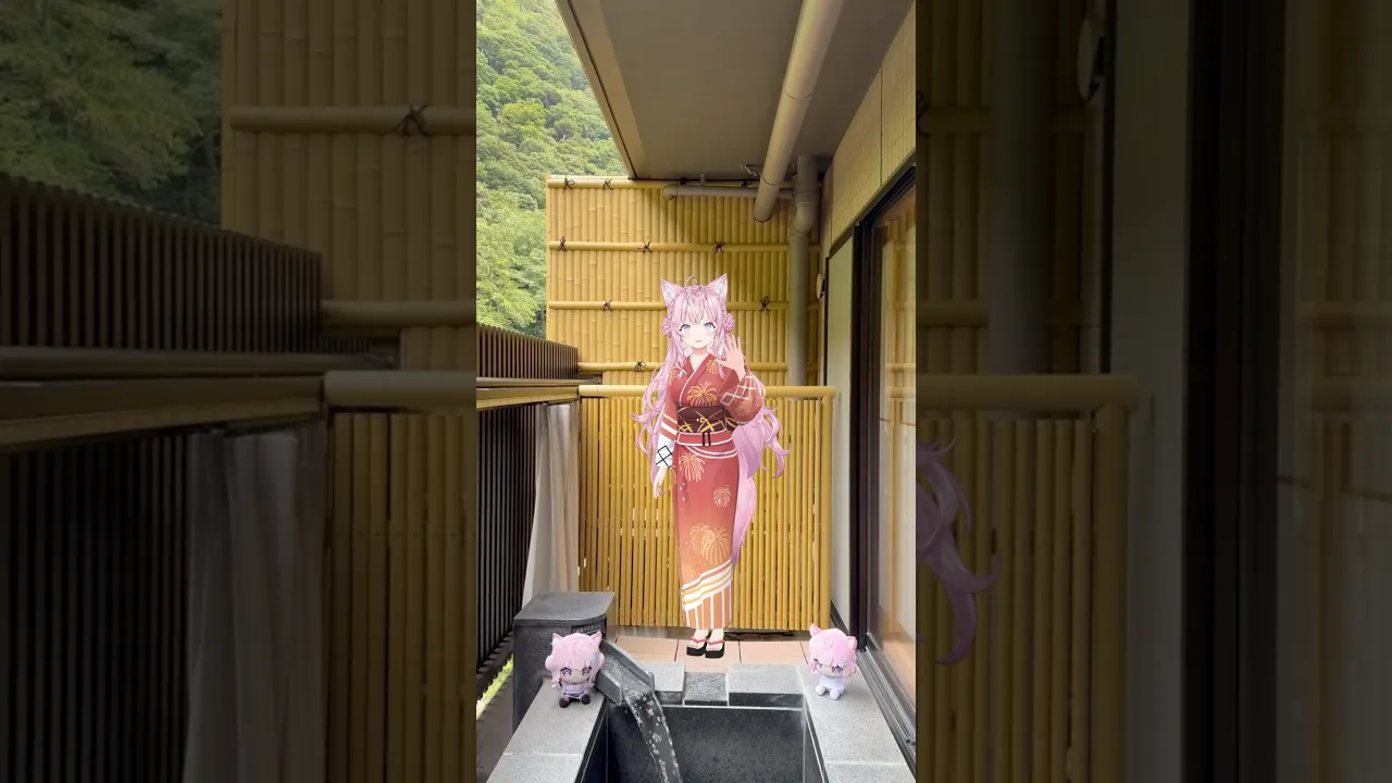 【癒しBGM】温泉の音で癒されるヒーリングShorts♨ #shorts #anime #ホロライブ #hololive #博衣こより #温泉 #癒し #ヒーリング 【24日後に4周年！】