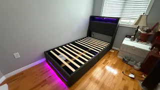 Rolanstar Twin Bed Frame w Charging Station and LED lights Amazon - Step by Step Setup