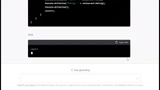 ChatGPT AI in action writing C and Java code when asked to write a program