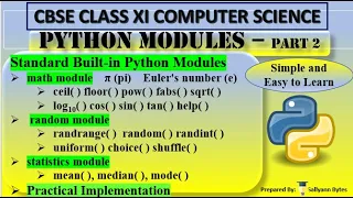 Python Modules Part 2 CBSE Class 11 Computer Science Python Built - in Modules Explained