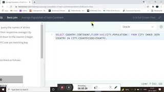 AVERAGE POPULATION OF EACH CONTINENT - HACKERRANK SOLUTION SQL IN ORACLE