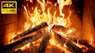 Fireplace Snow Silence With Slow Burning Logs And Soft Wood Pops For Relaxing Christmas Ambience 