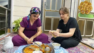 الحياة البسيطة في القرية تجفيف الأرز الطازج تحضير الأبغوشت وخبز الخبز 