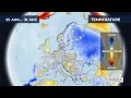 Monthly temperature forecast for Europe 25/8/2025