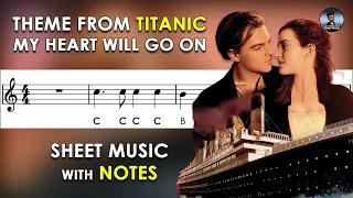 My Heart Will Go On Sheet Music with Easy Notes for Recorder Violin Piano Backing Track