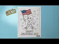 Happy Memorial Day Boy With Flag Coloring Page with Markers Speed Coloring Time Lapse