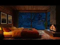 Download Lagu Experience the Perfect Sleep in a Cozy Wooden Bedroom | Firelight and Falling Snow to Relieve Stress