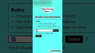 Number Guessing Game using HTML CSS and JS