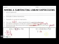 Adding and Subtracting Linear Expressions