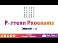 Pattern Programs Tutorial Part 2 - Number Pattern