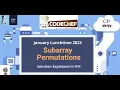 Subarray permutations SUBPERM January Lunchtime 2022 Problem Solution in