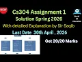 CS304 assignment 1 spring 2026 cs304 assignment 1 solution 2026 cs304 assignment 1 solution