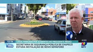 Prefeitura analisa mudanças para evitar acidentes em rotatória de Chapecó