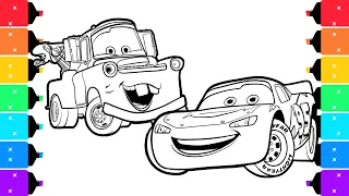 Coloring Lightning McQueen and Mater Disney Pixar Cars Coloring Page