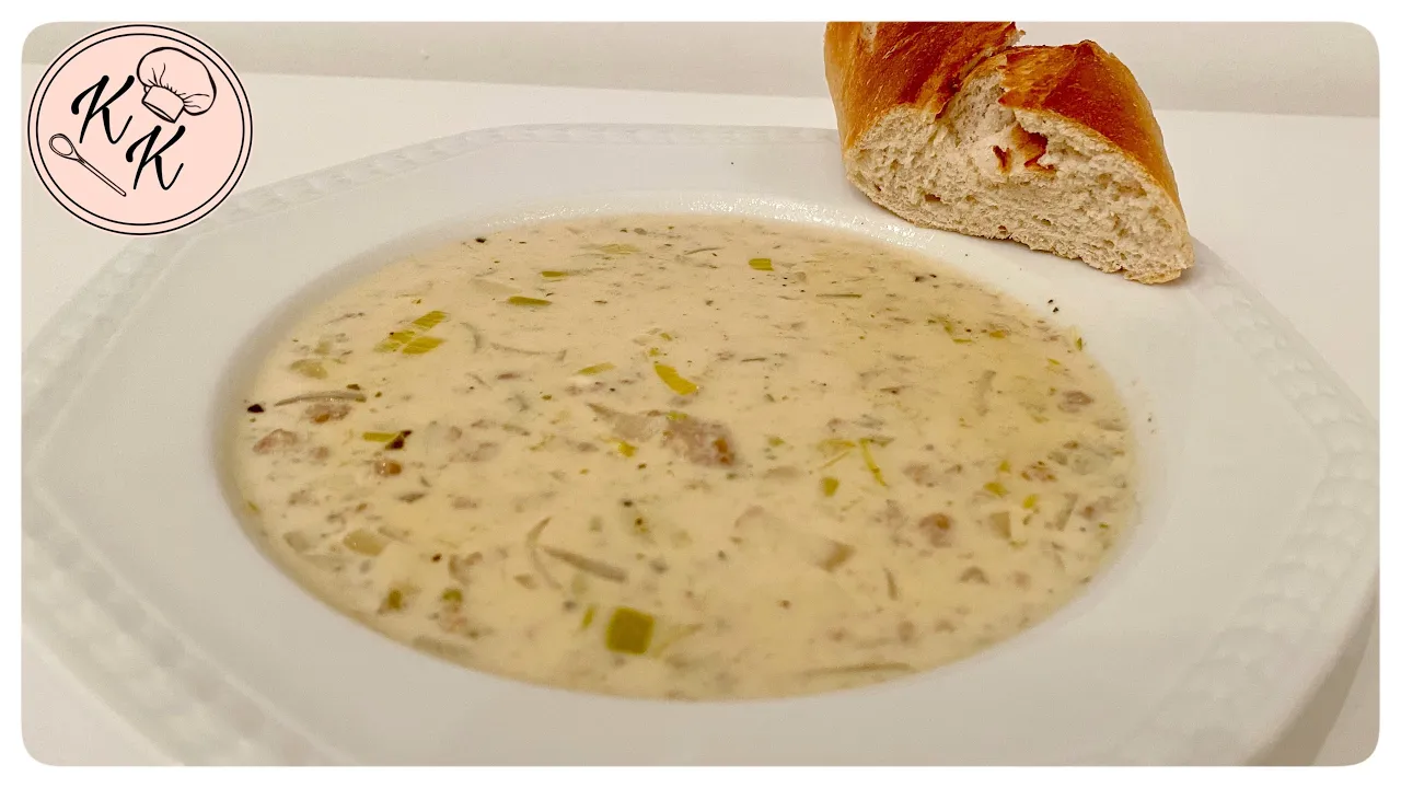 
          
          
          
            
            Herzhaft cremige Käse-Lauch-Suppe mit Hackfleisch / Немецкий сырный суп с луком-пореем и фаршем
          
        . 