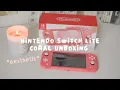 nintendo switch lite coral unboxing aesthetic